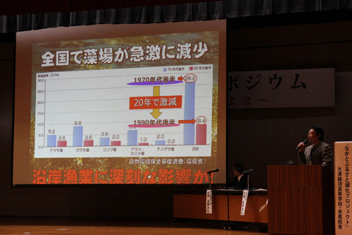 大津緑洋高校の安倍教諭による発表のようす
