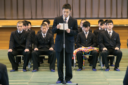 決意表明する実習生の永仮さん