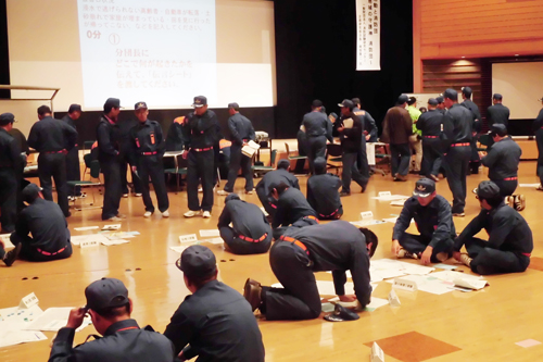 地図上に危険箇所などにシールを貼っていく