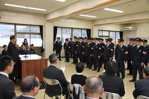 長門警察署での発隊式