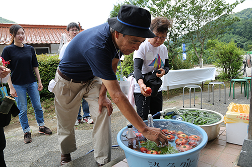 「農家縁側カフェ」と題されたポイントでは、新鮮な野菜を生で味わう